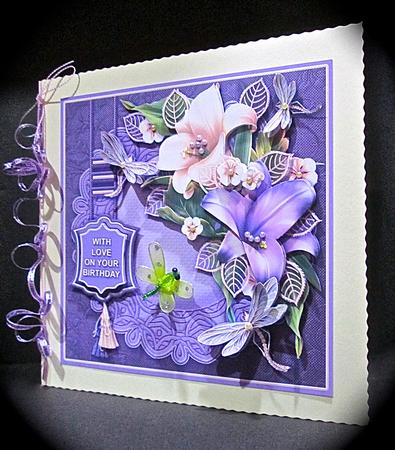 Purple and White Lilies on a Celtic Mat Decoupage by Cynthia Massey
