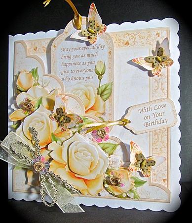 Square Scallop Pocket Cream Roses Mini Kit All Occasions by Cynthia Massey