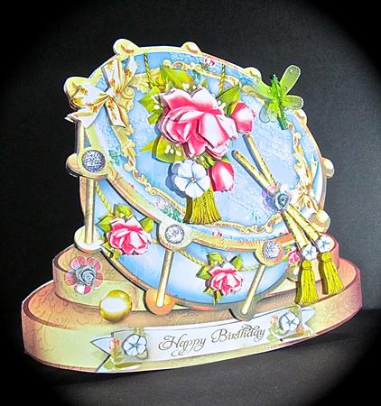 Soft Blue Drum with Roses Decoration by Cynthia Massey