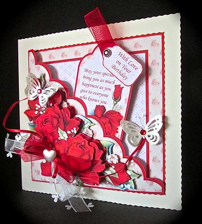Square Scallop Pocket Red Roses Mini Kit All Occasions by Cynthia Massey