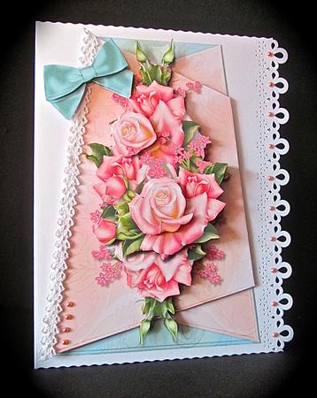 Tent Card Topper Pink Roses by Cynthia Massey