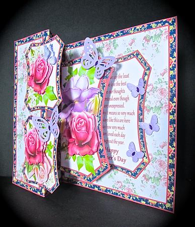 Fold Back Pop-up Vintage Roses Mother's Day by Cynthia Massey