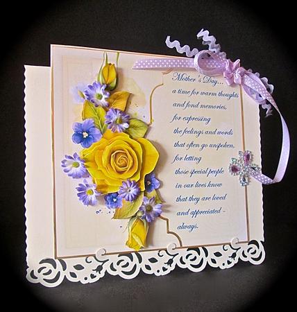 Yellow Roses for Mother Card with Decoupage by Cynthia Massey