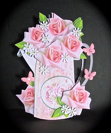 Pretty Things Shaped Card Mini-kit - Jug of Roses by Cynthia Massey
