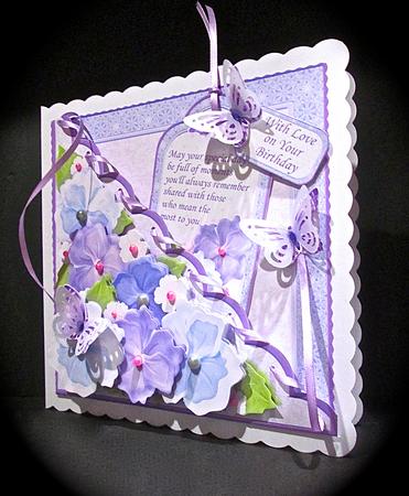 Square Scallop Pocket Purple Pansy Mini Kit & Decoupage by Cynthia Massey