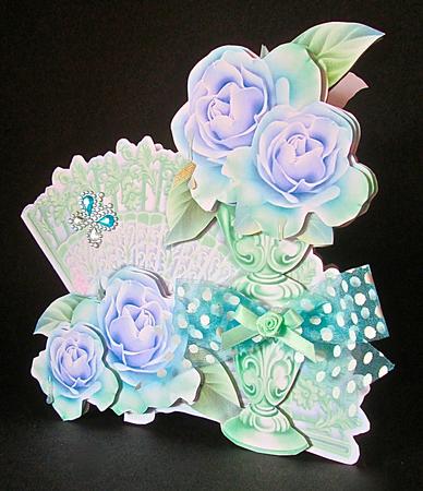 Pretty Things Shaped Card Mini-kit - Lavender Roses & Fan by Cynthia Massey