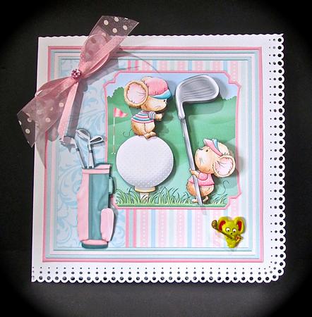 Fore You Golf Mice 8x8 Pink Mini Kit & Decoupage by Cynthia Massey