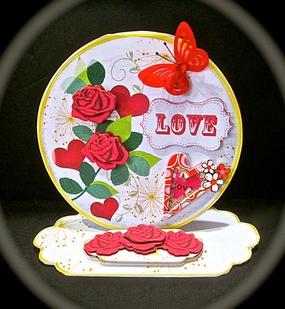 Red Rose Love Pretty Circle Easel Card Mini Kit by Cynthia Massey