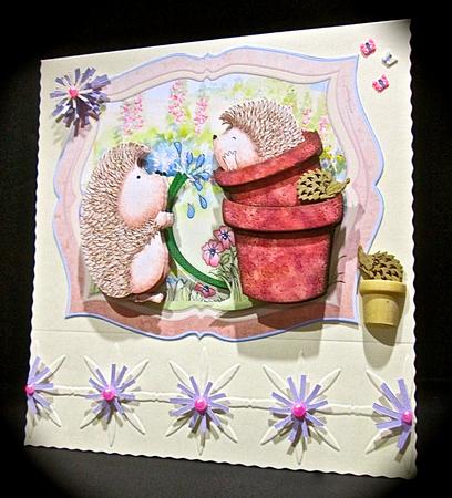 Hedgehog Surprise 8x8 Decoupage Mini Kit Optional Flowers by Cynthia Massey