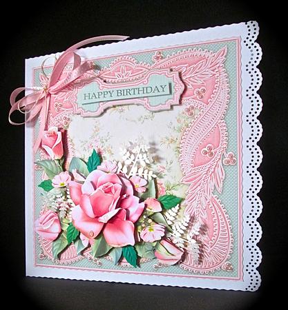 Pale Pink Roses on a Lace Frame Decoupage Mini Kit by Cynthia Massey