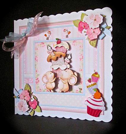 Cupcake Tower 8x8 Mini Kit Decoupage & Optional Flowers by Cynthia Massey