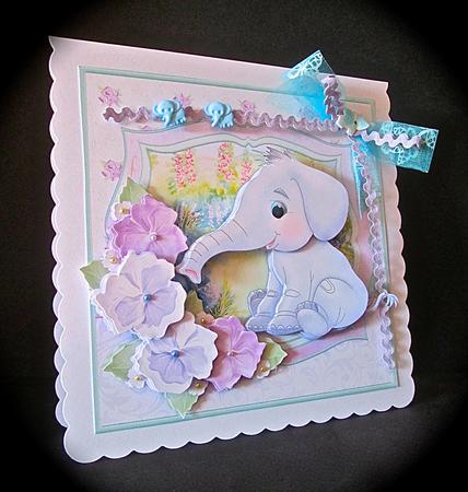 Smelling the Pansies Cute Elephant Mini Kit & Decoupage by Cynthia Massey