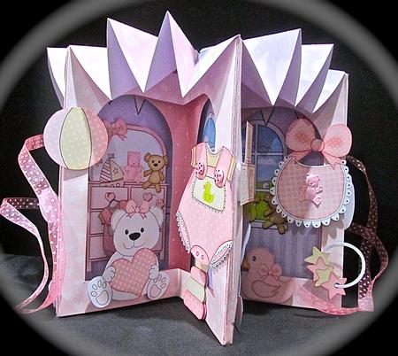 3D New Baby Girl Carousel Scene Card Kit by Cynthia Massey