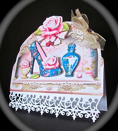 Shabby Chic Box Dresser with Shoes, Perfume and Roses by Cynthia Massey