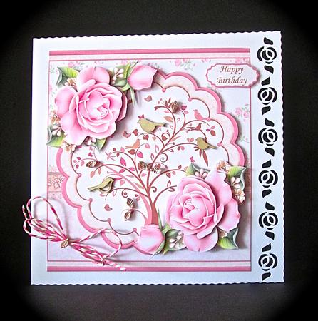 Birds in Tree & Roses Pink 8x8 Mini Kit & Decoupage by Cynthia Massey
