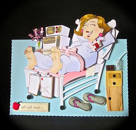 Get Well Soon Dudess (brown Hair) Decoupage Sheet by Cynthia Massey