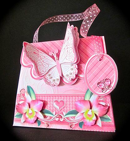 Handbag Gift Box Pink Orchids with Butterfly by Cynthia Massey