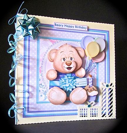 Birthday Bear 8x8 Mini Kit & Decoupage by Cynthia Massey