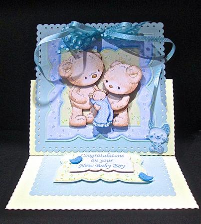 New Baby Boy Bear Easel Card Kit by Cynthia Massey