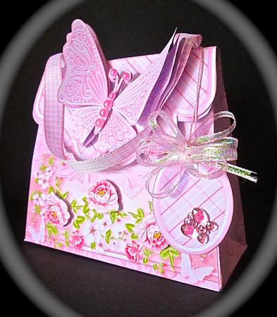 Handbag Gift Box Pink Peonies with Butterfly by Cynthia Massey