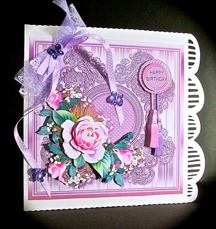 Pink and Lilac Roses on a Fancy Frame 8x8 Decoupage Mini Kit by Cynthia Massey