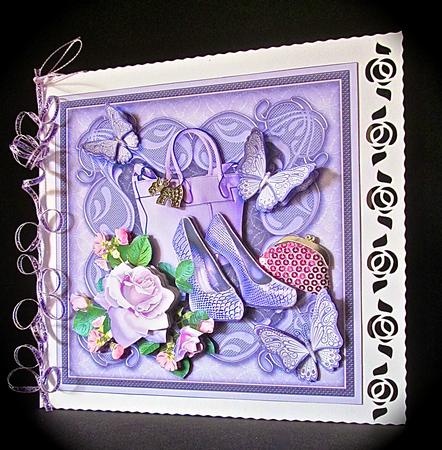 Lilac Shoes & Handbag with Roses & Butterflies 8x8 Decoupage by Cynthia Massey
