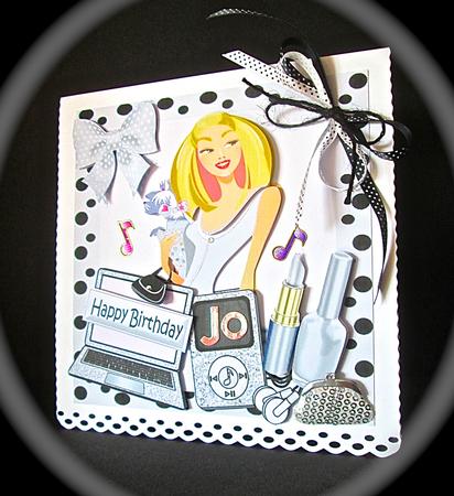 Trendy Lady in Silver with Her Laptop & Makeup 8x8 Mini Kit by Cynthia Massey