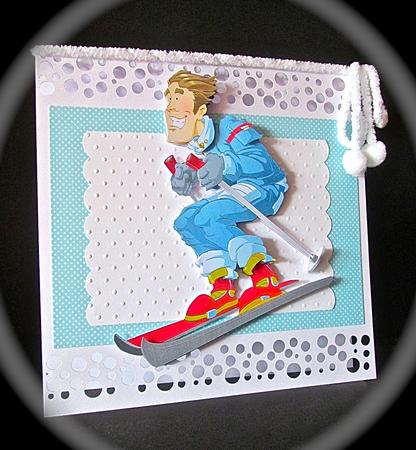 Skier Dude Blue Decoupage Sheet by Cynthia Massey