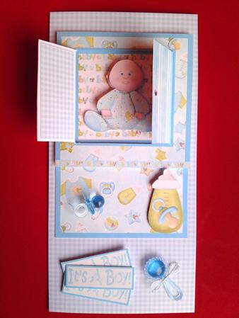 Open the Door! New Baby Boy Card by Cynthia Massey