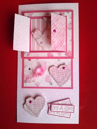 Open the Door! New Baby Girl Card by Cynthia Massey