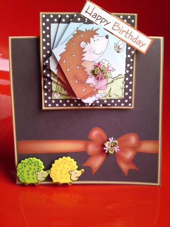 Cute Hedgehog Easy Over the Edge Card N Spiral Pyramid by Cynthia Massey