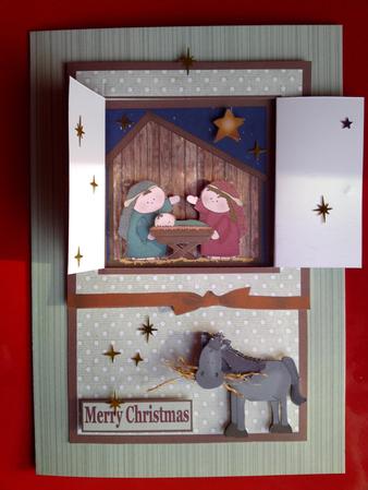 Open the Door! Christmas Nativity Card by Cynthia Massey