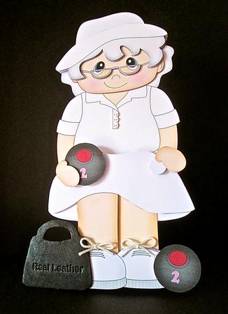 3D on the Shelf Card Kit - Lawn Bowls Old Woman Violet by Cynthia Massey