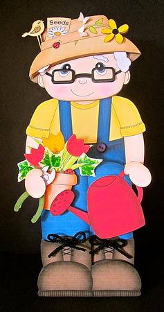 3D on the Shelf Card Kit - Gardening Old Man Clive by Cynthia Massey