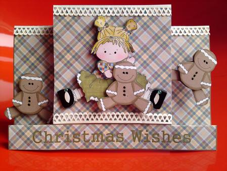 Sweet Xmas Girl with Gingerbread Man Christmas Stagger Fold by Cynthia Massey