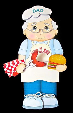 3D on the Shelf Card Kit - King of the Bbq Chef Bernie by Cynthia Massey