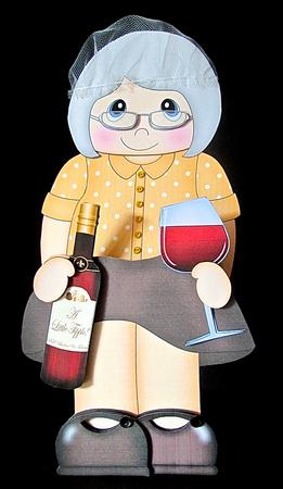 3D on the Shelf Card Kit - Wine Drinking Old Woman Wilma by Cynthia Massey