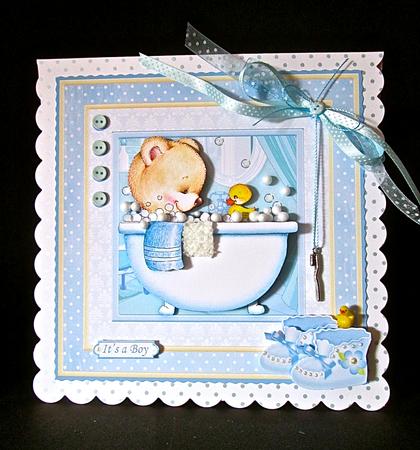 Baby Boy Bubble Time 8x8 Decoupage Mini Kit by Cynthia Massey