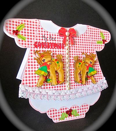 Baby Girls 1st Christmas with Reindeer Romper Suit Mini Kit by Cynthia Massey