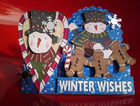 Winter Wishes Christmas Snowman Side Stepper card by Cynthia Massey