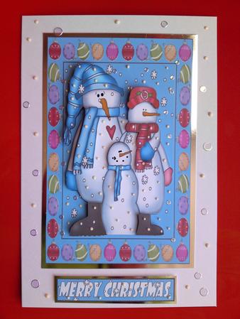 Christmas Snowman & his friends decoupage topper by Cynthia Massey