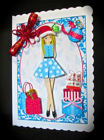 Christmas Shopping Boxes and Bags Blonde in Blue Decoupage by Cynthia Massey