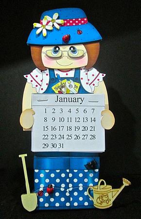 3D on the Shelf Everlasting Calendar Kit - Gardening Lady by Cynthia Massey