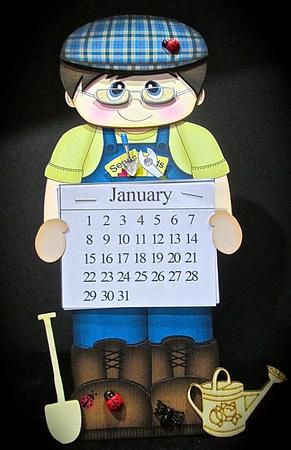 3D on the Shelf Everlasting Calendar Kit - Gardening Man by Cynthia Massey