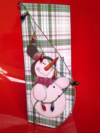 Heart Cheek Snowman Teardrop Card by Cynthia Massey