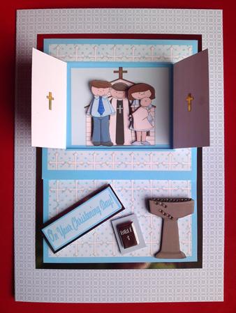 Open the Door! Boys Christening Card by Cynthia Massey