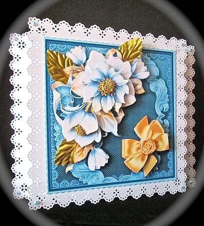Frosted Flowers on a Scroll Frame 8inx8in Decoupage Mini Kit by Cynthia Massey