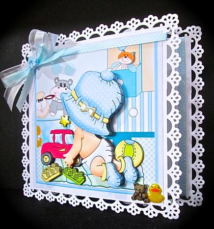 New Baby Boy Playing 8x8 Decoupage Mini Kit by Cynthia Massey