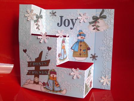 Frosty Friends Christmas 3 Up Folded Card 2 Cuts and 2 Folds by Cynthia Massey