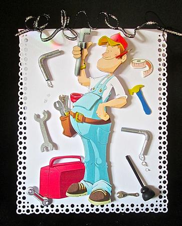 Plumber Dude Decoupage Sheet by Cynthia Massey